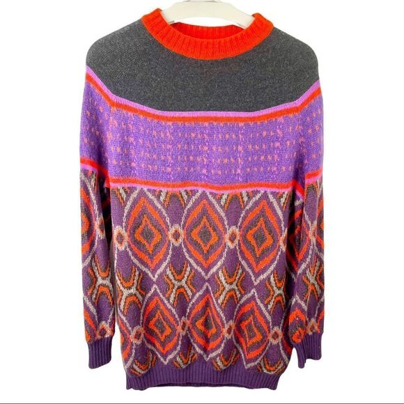 Sportmax by MaxMara Fairisle Jacquard Wool/ Angora/ Mohair Sweater Dress Size S - Picture 2 of 9